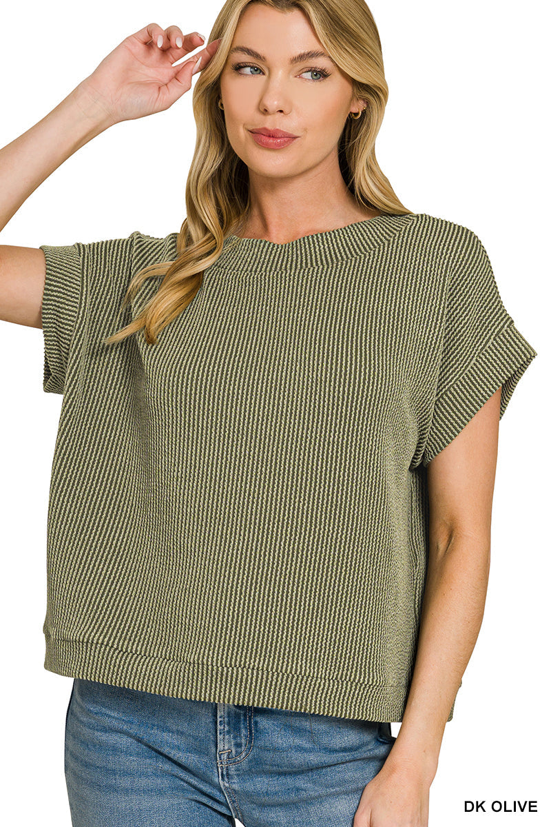 Waffle Knit Cap Sleeve Top