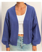 Violet Textured Balloon Sleeve Cardigan | Modern Grace Boutique