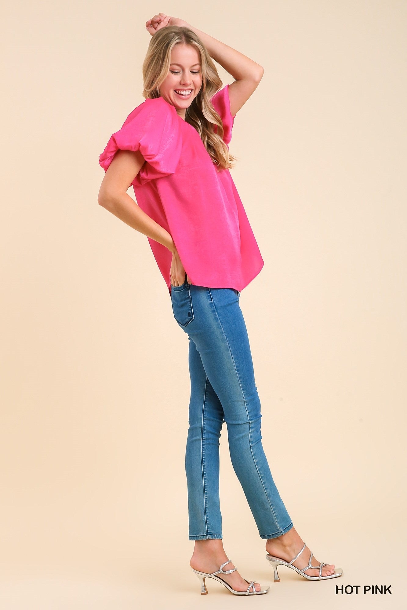 Pink Petal Puff Sleeve Blouse