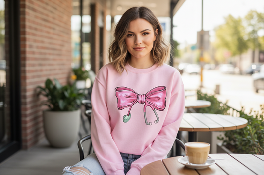 Pink Bow Stethoscope Graphic Tee / Crewneck / Hoodie