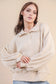 Cream Waffle Knit Snap Pullover