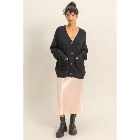 5 Colors! Oversized Button Up Cardigan With Pockets