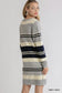 Cozy Striped Sweater Dress – Grey + Navy
