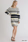 Cozy Striped Sweater Dress – Grey + Navy