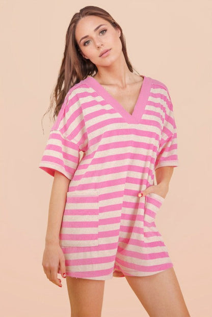Striped Terry Cloth Romper