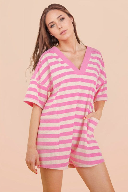 Striped Terry Cloth Romper