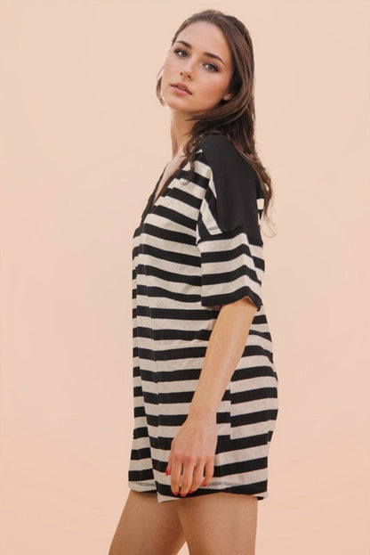 Striped Terry Cloth Romper