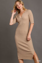 Latte Luxe Ribbed Midi Dress | Modern Grace Boutique
