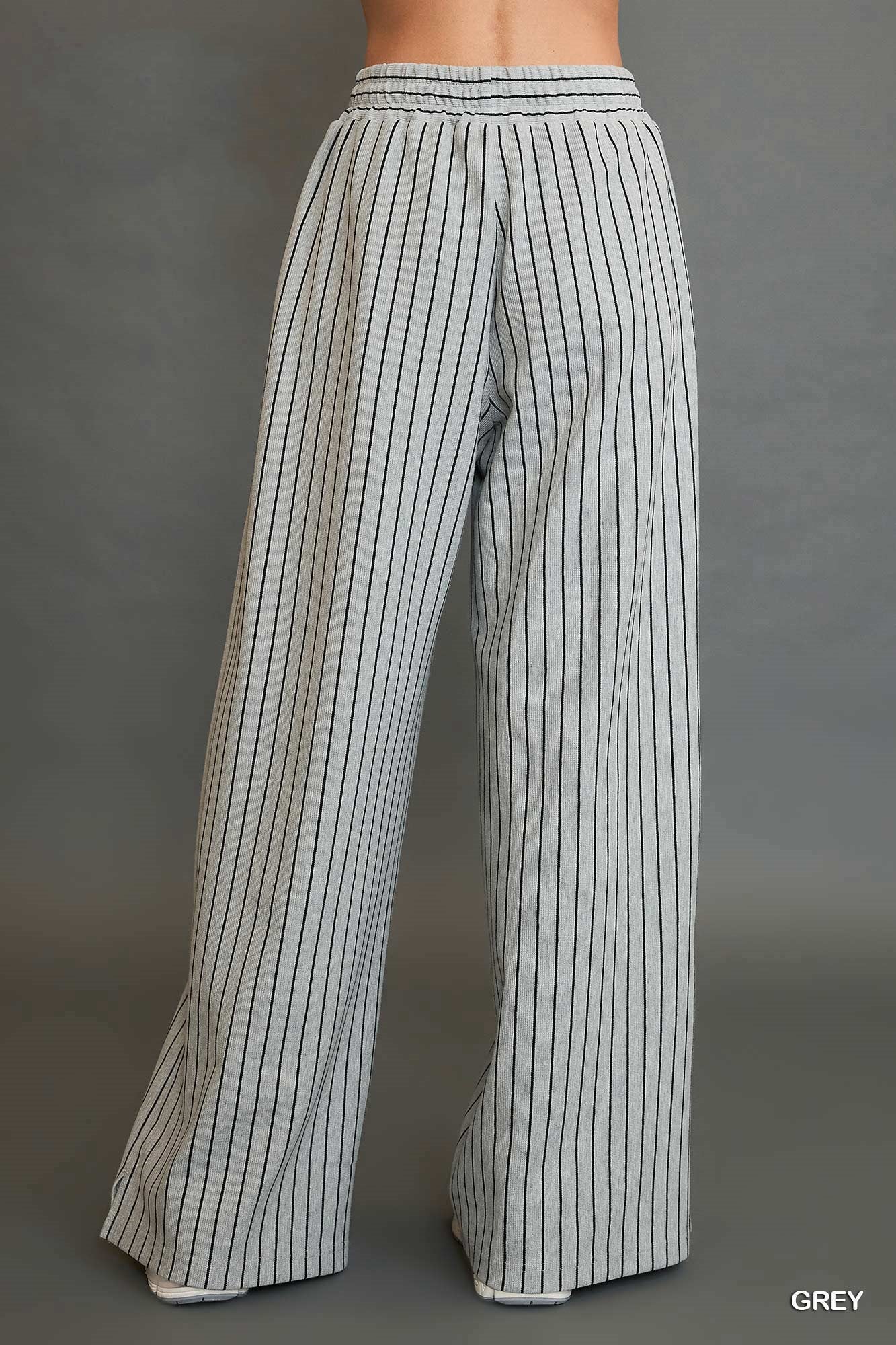 Heather Grey Striped Wide Leg Trousers