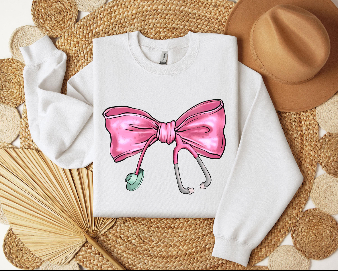 Pink Bow Stethoscope Graphic Tee / Crewneck / Hoodie