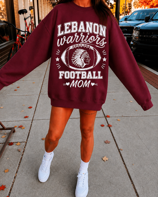 Lebanon Football Mom - Maroon/ White