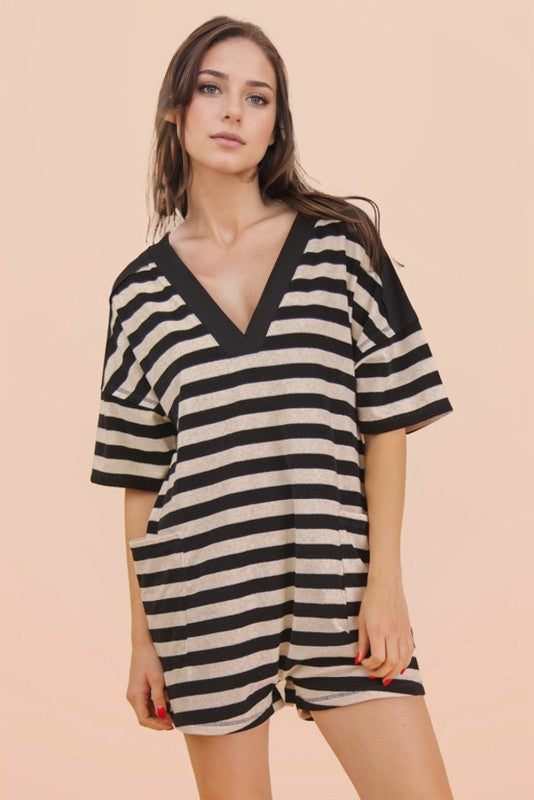 Striped Terry Cloth Romper