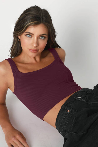 Chevron Ribbed Crop Top Lounge Tank