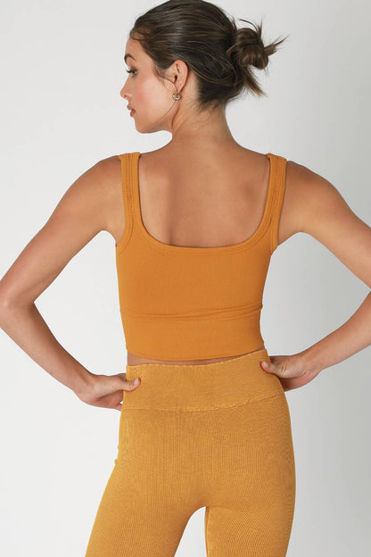 Chevron Ribbed Crop Top Lounge Tank