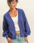 Violet Textured Balloon Sleeve Cardigan | Modern Grace Boutique