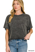 Ash Black Mineral Wash Boxy Tee | Modern Grace Boutique