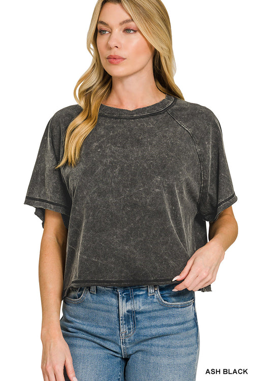 Ash Black Mineral Wash Boxy Tee | Modern Grace Boutique
