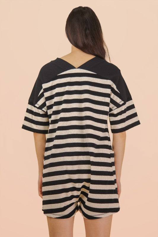 Striped Terry Cloth Romper