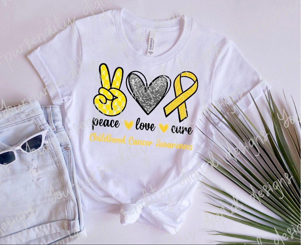 Peace Love Cure | Childhood Cancer Awareness Shirt | Modern Grace Boutique