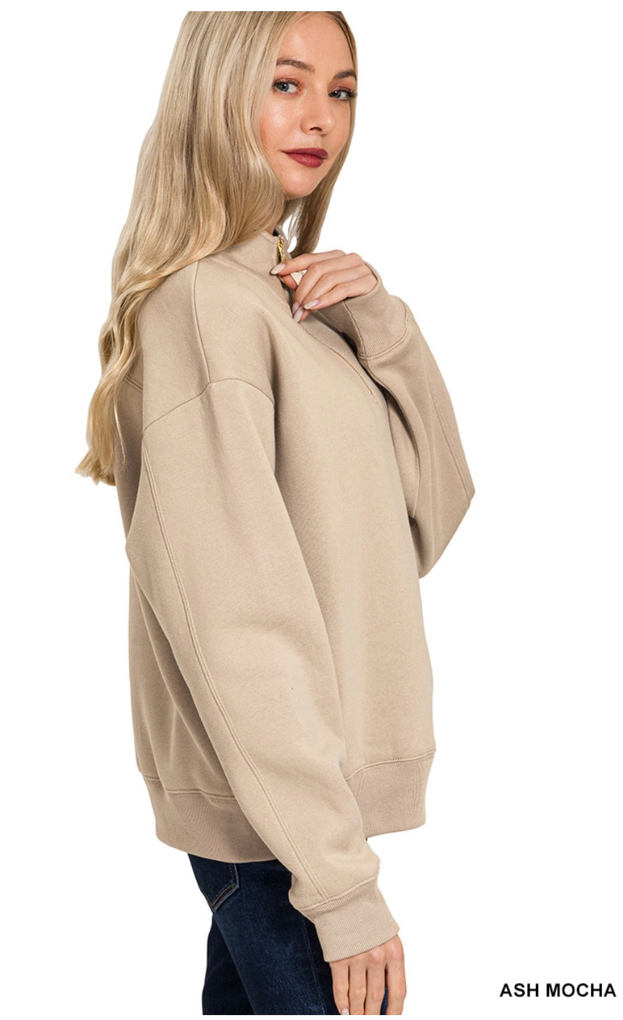 1/4 zip brown