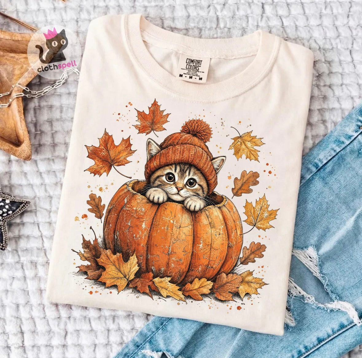 Cozy Fall Cat Pumpkin Shirt | Autumn Pumpkin Patch Tee