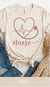 Soft Care Nurse Tee | Stethoscope Heart Graphic Shirt