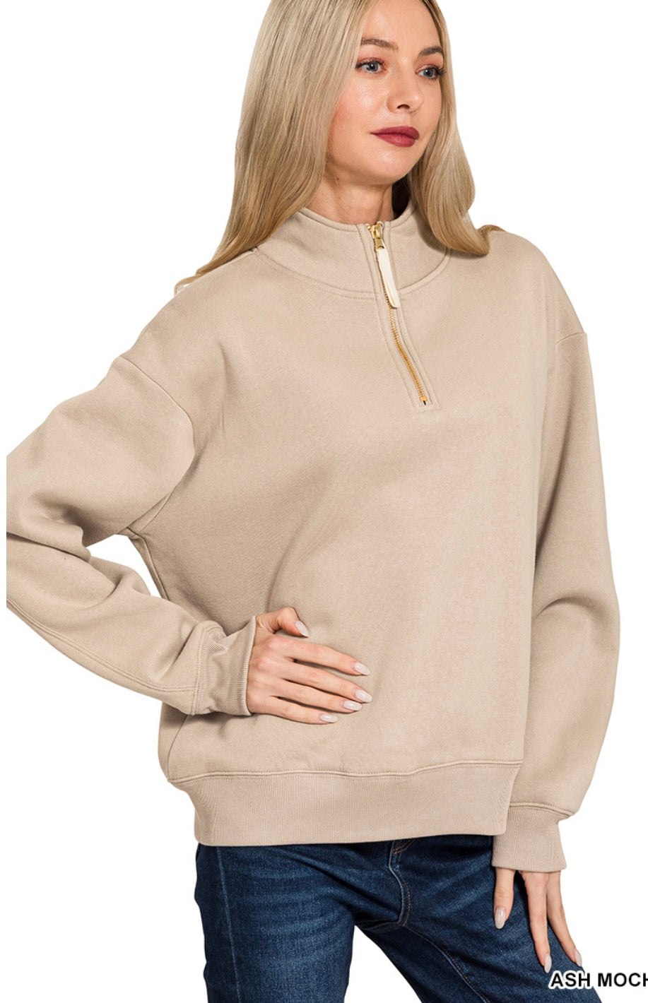 1/4 zip brown