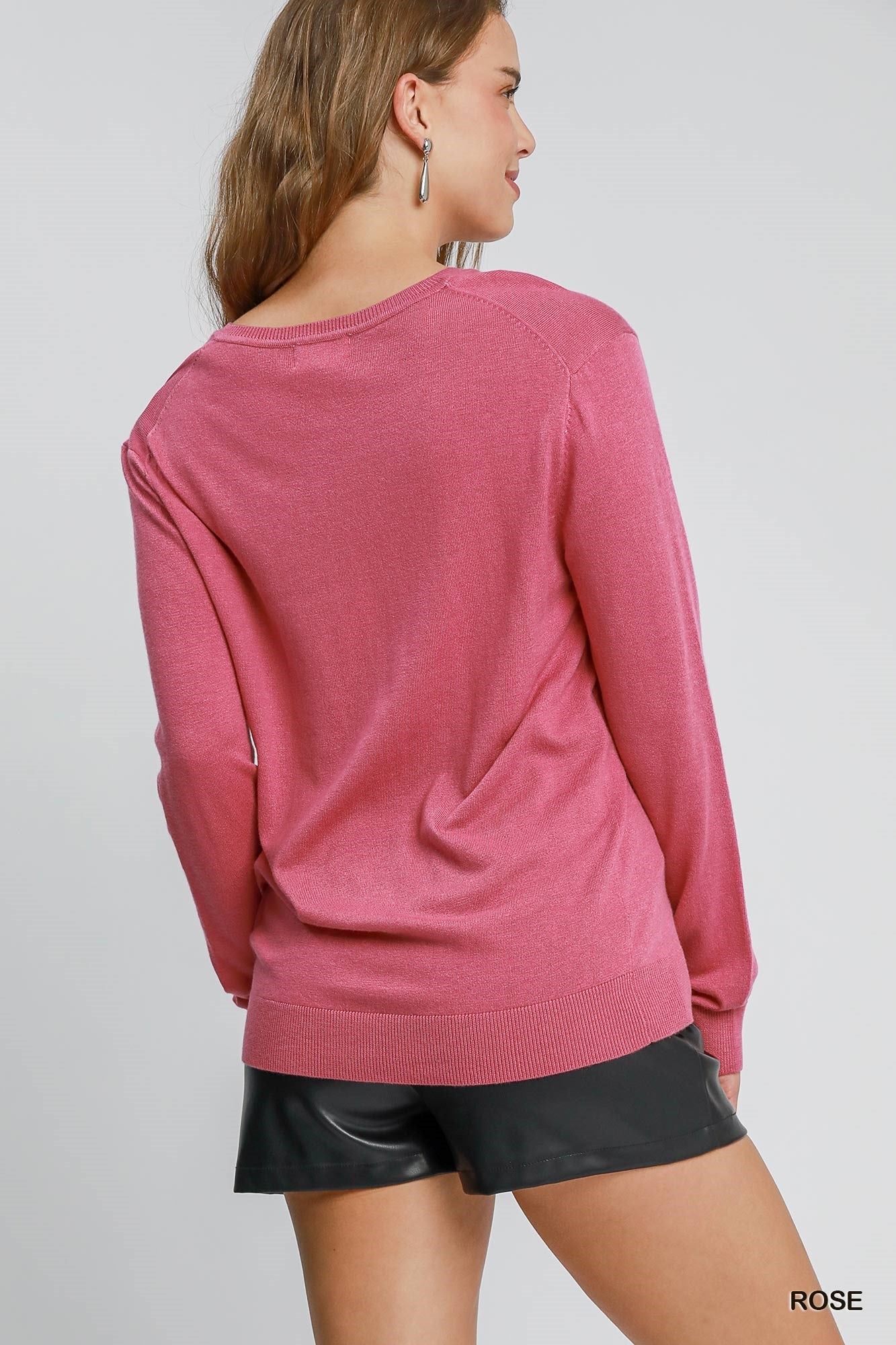 Rosy Days Lightweight V-Neck Sweater