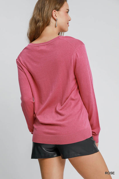 Rosy Days Lightweight V-Neck Sweater
