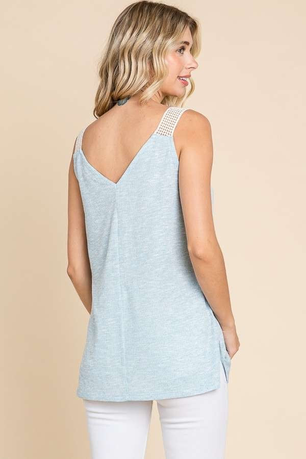 Sky Breeze Crochet Strap Tank