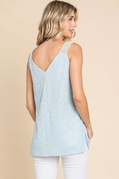 Sky Breeze Crochet Strap Tank