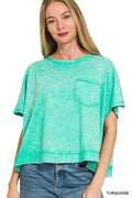 Turquoise Breeze Mineral Wash Pocket Tee | Modern Grace Boutique