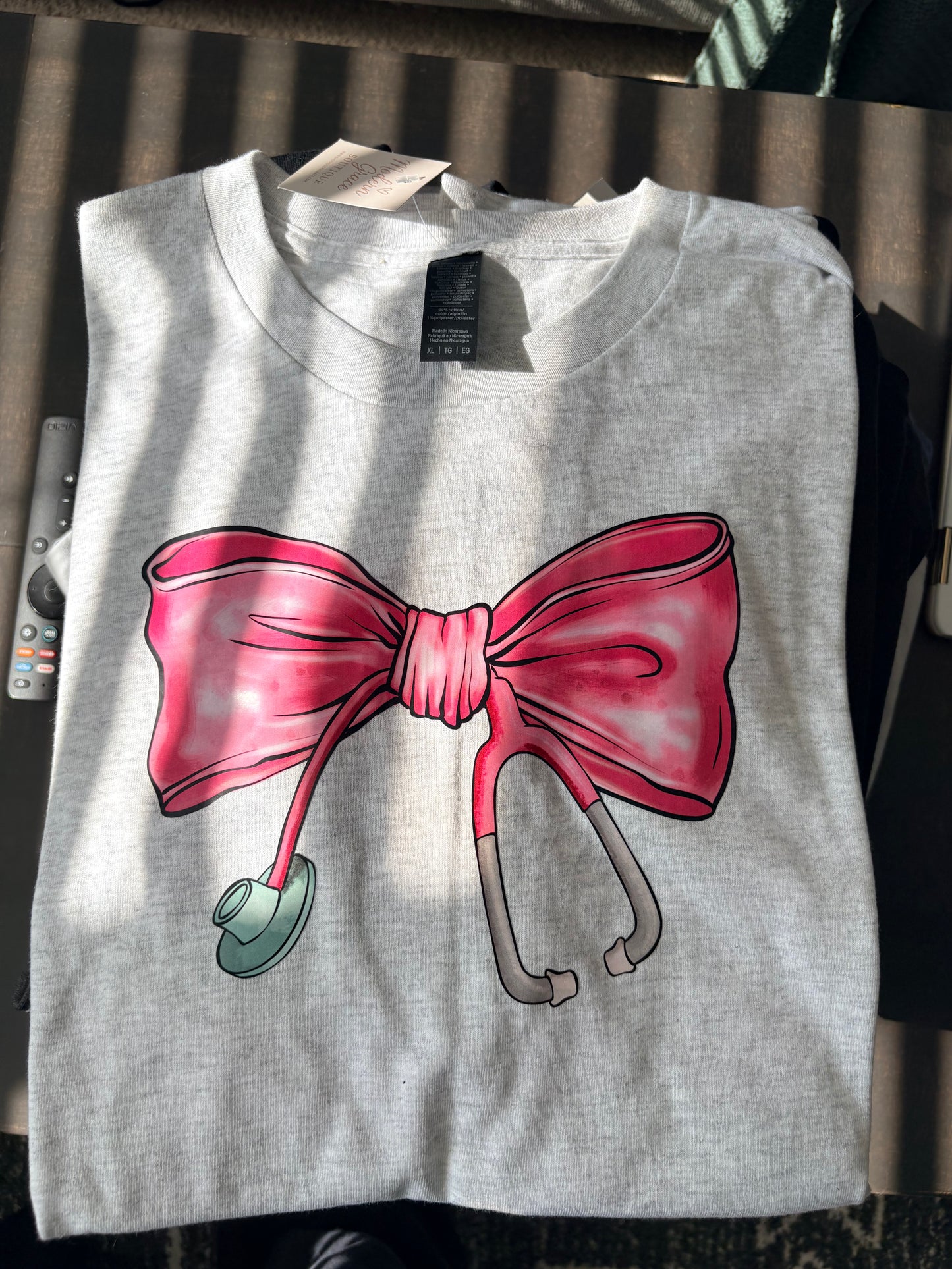 Pink Bow Stethoscope Graphic Tee / Crewneck / Hoodie | T-Shirt, Crewneck & Hoodie