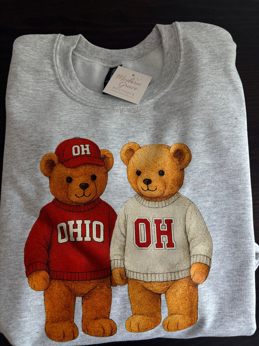 Buckeye Bear Game Day 🧸❤️🩶 | Modern Grace Boutique