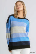 Cozy Blue Mix Striped Sweater | Modern Grace Boutique