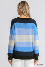 Cozy Blue Mix Striped Sweater | Modern Grace Boutique