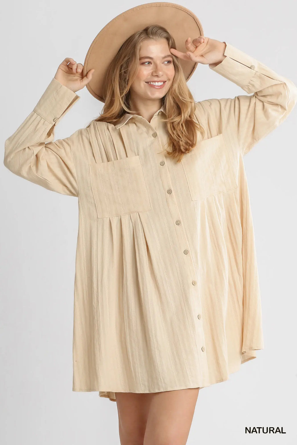 Cozy Cotton Button-Up Dress - Natural | Modern Grace Boutique