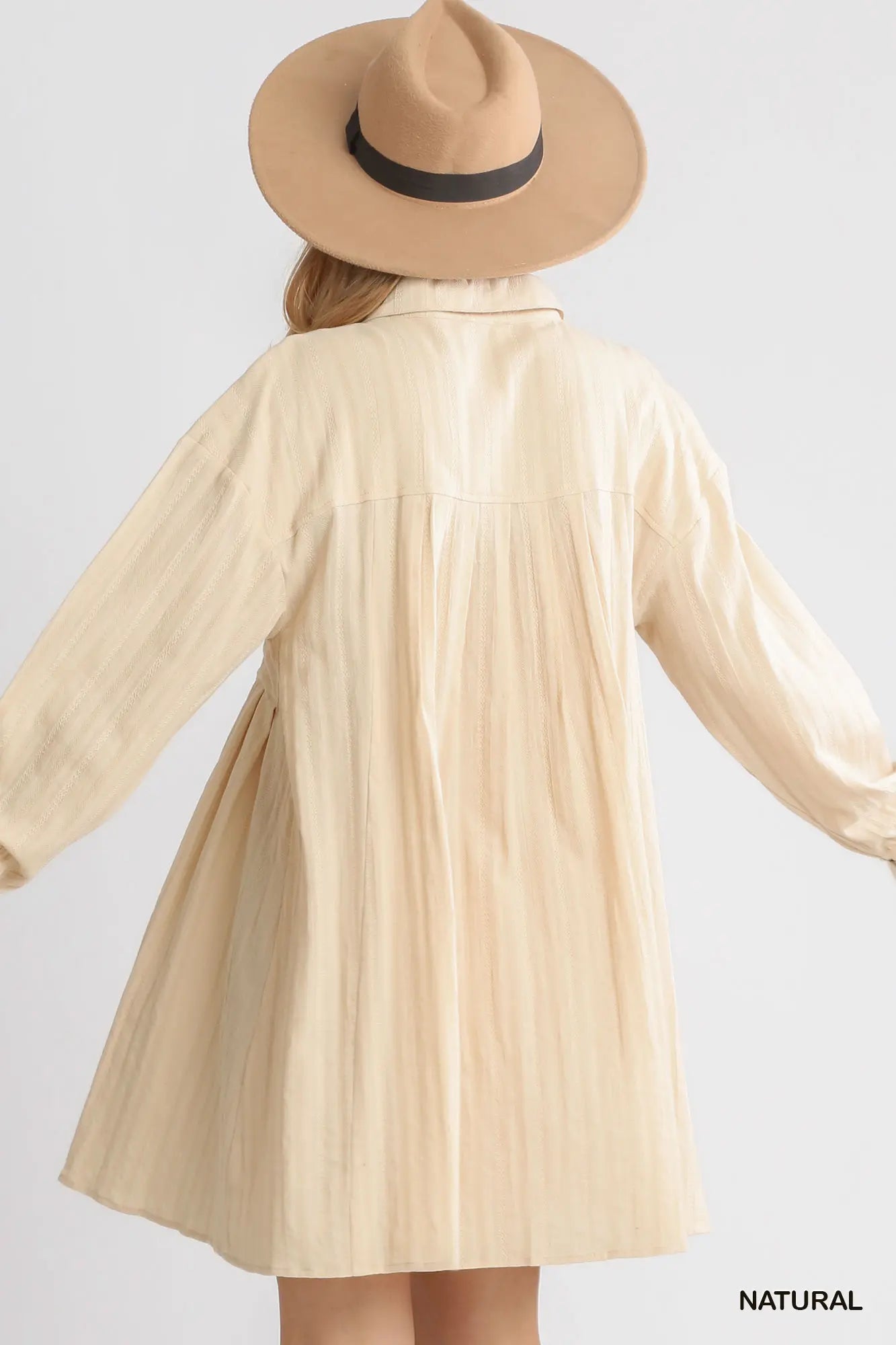 Cozy Cotton Button-Up Dress – Natural