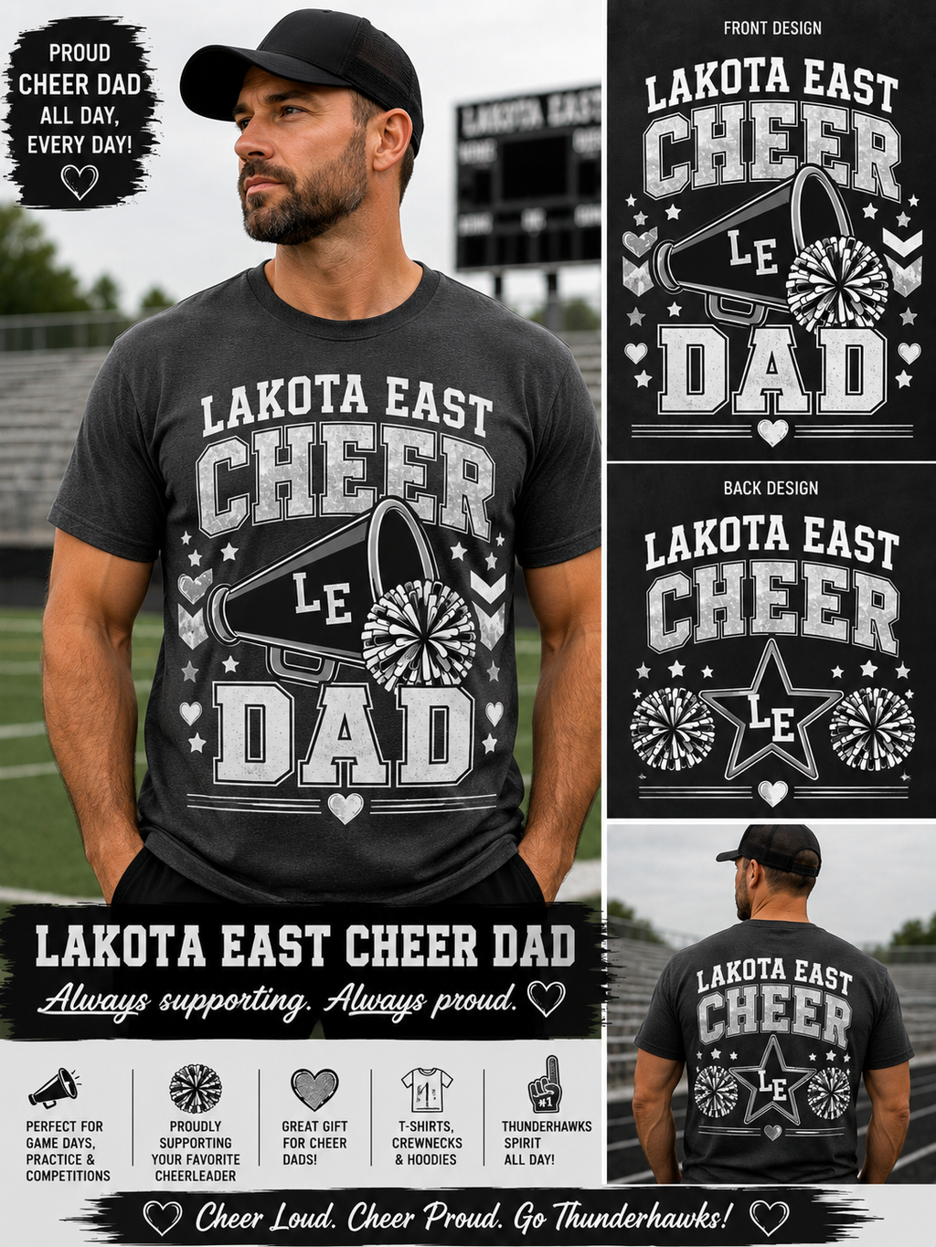 Lakota East Cheer Dad Grey & White | Modern Grace Boutique