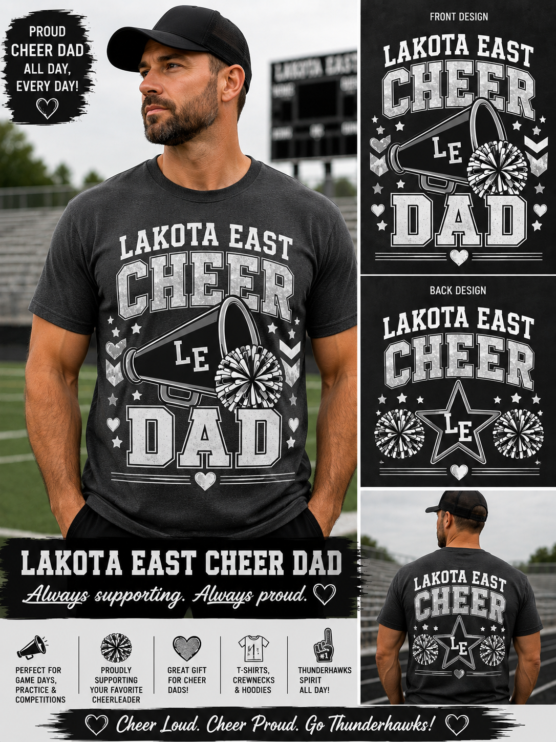 Lakota East Cheer Dad Grey & White