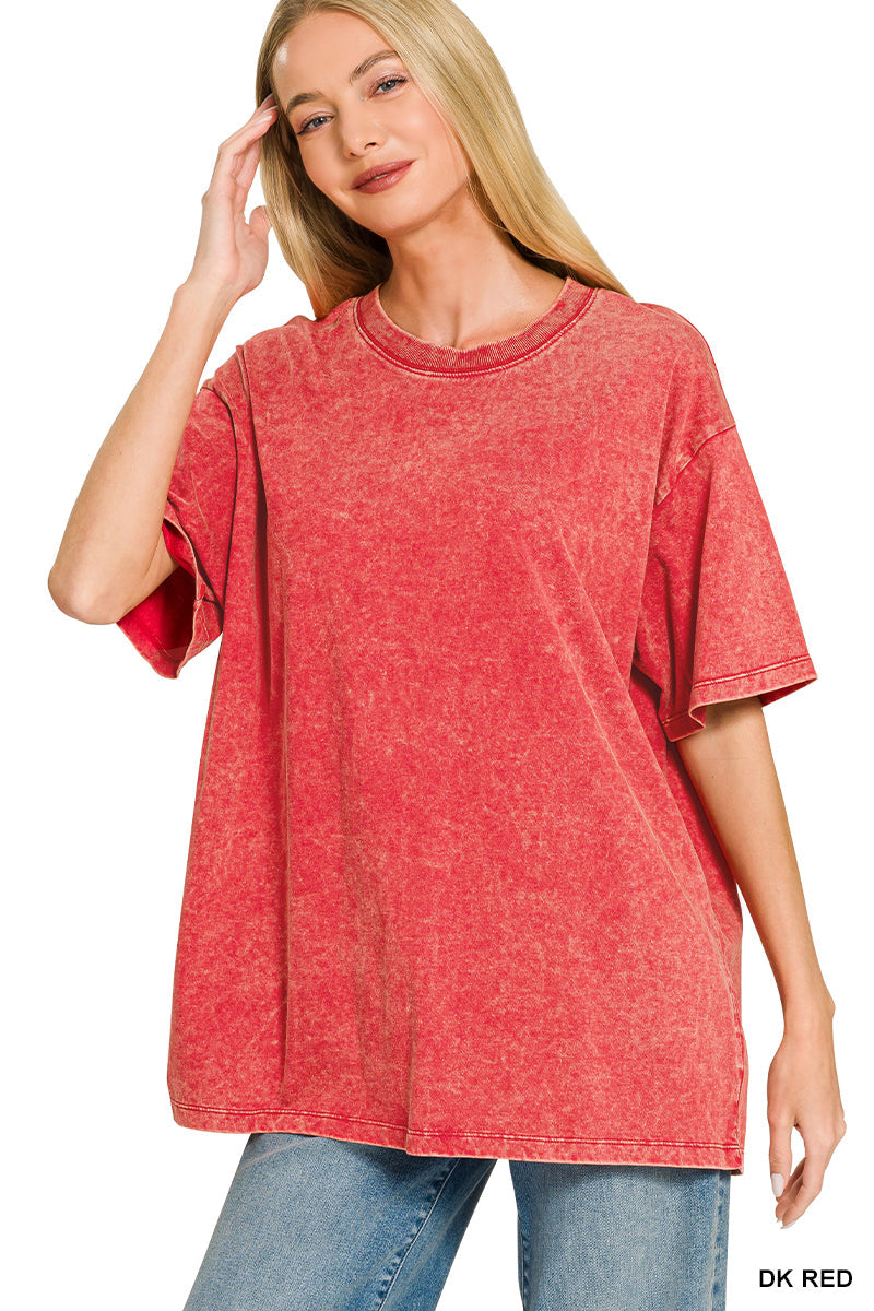 The Vintage Wash Boyfriend Tee | Dark Red Mineral Washed T-Shirt | Modern Grace Boutique