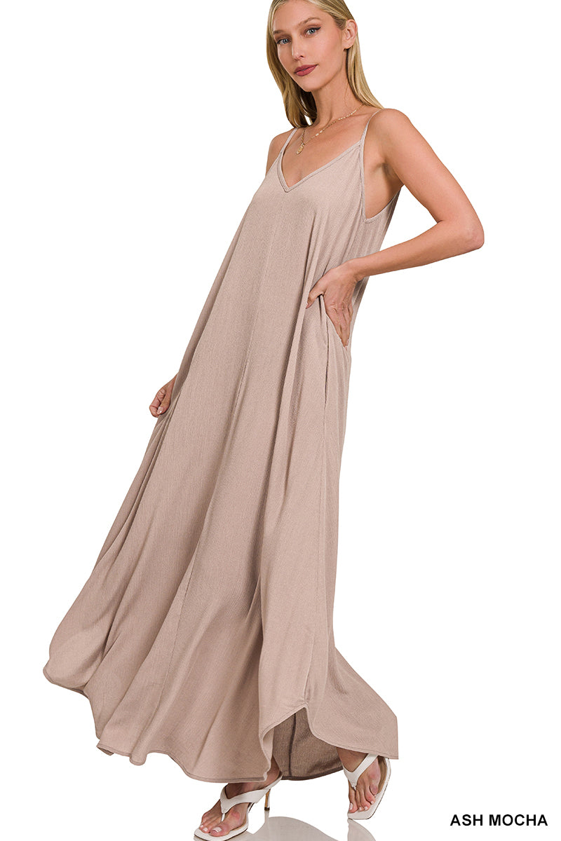 The Easy Breeze Maxi Dress | Ash Mocha Flowy Pocket Dress | Modern Grace Boutique