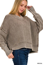 Mocha Cozy Days Sweater | Textured Relaxed Fit Knit Pullover | Modern Grace Boutique