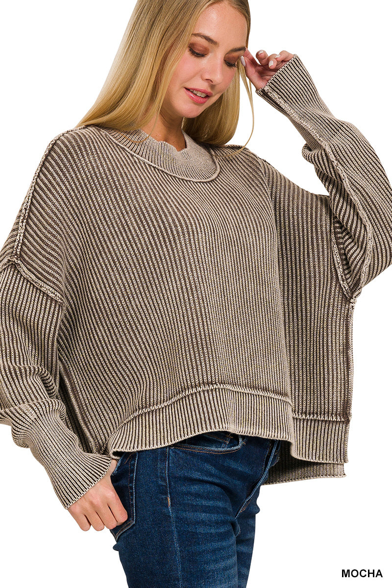 Mocha Cozy Days Sweater | Textured Relaxed Fit Knit Pullover | Modern Grace Boutique