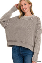 Mocha Cozy Days Sweater | Textured Relaxed Fit Knit Pullover | Modern Grace Boutique