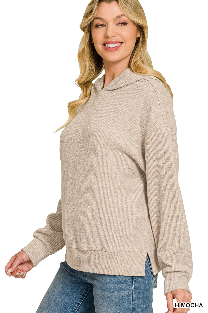 Mocha Cozy Days Hooded Knit Top | Modern Grace Boutique