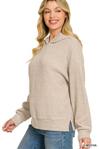 Mocha Cozy Days Hooded Knit Top | Modern Grace Boutique