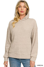 Mocha Cozy Days Hooded Knit Top | Modern Grace Boutique