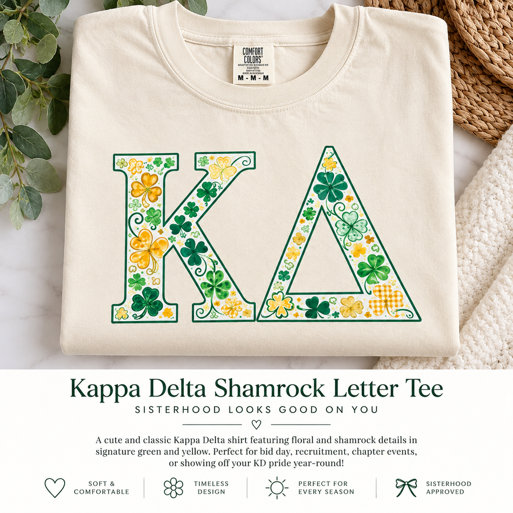 Kappa Delta Shamrock Letter Tee | Floral KD Sorority Shirt | Modern Grace Boutique