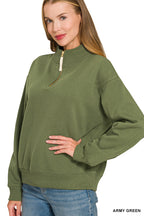 1/4 Zip Fleece - Army Green